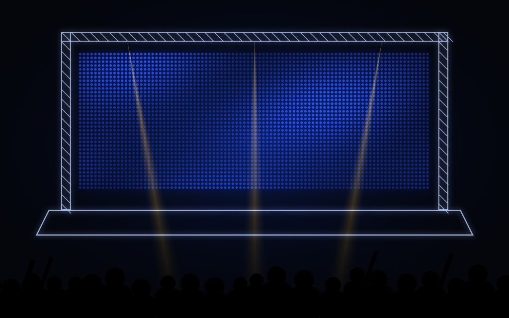 Event stage with roof truss and LED screen
